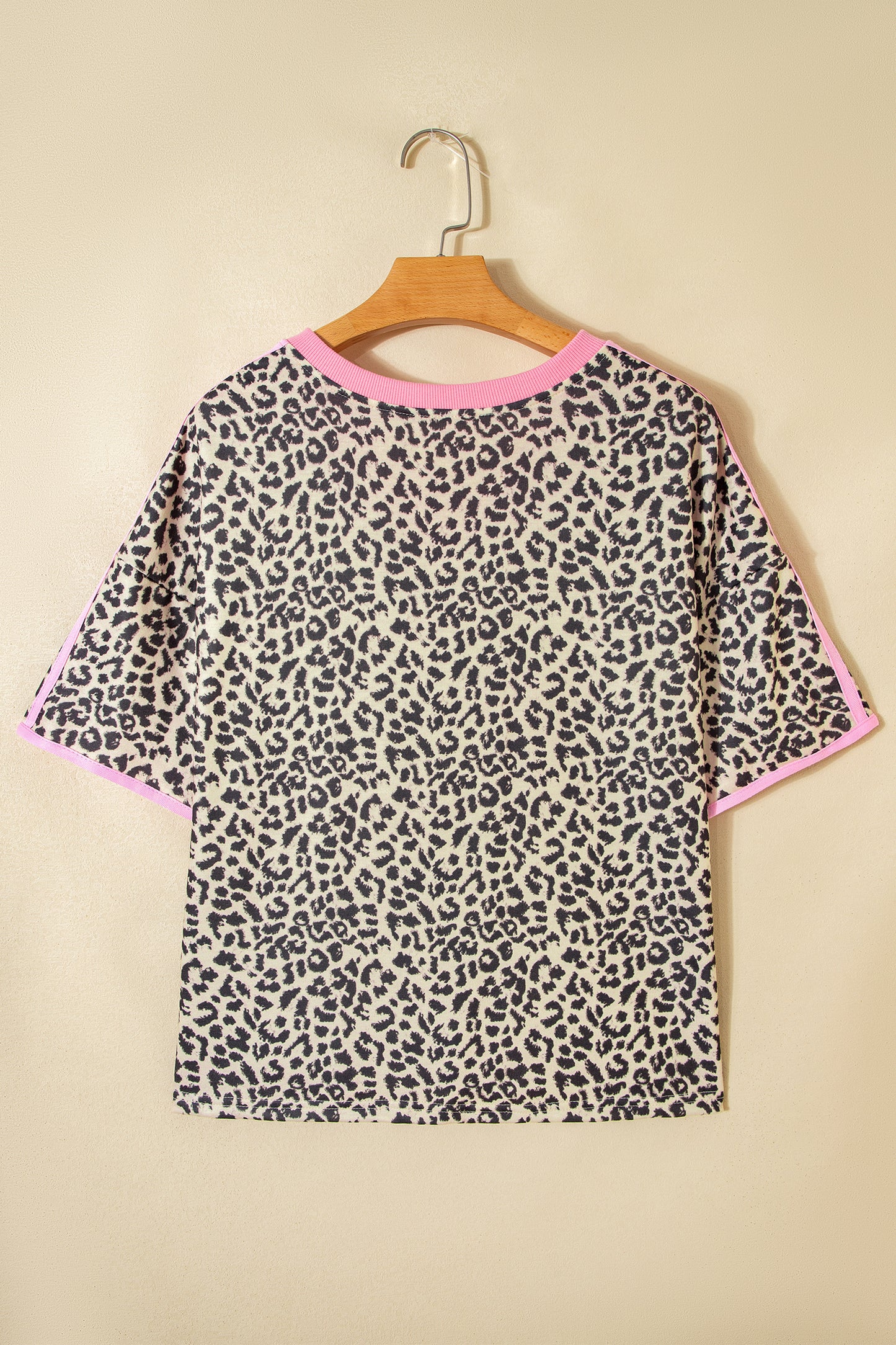 Leopard Print Varsity Stripe V-Neck Top