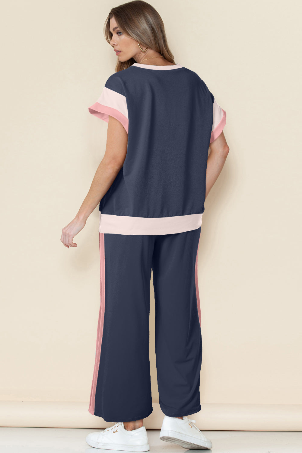 Color Block Crew Neck Cap Sleeve Top & Ankle Wide Leg Pants Set | S–2XL | 7 Colours
