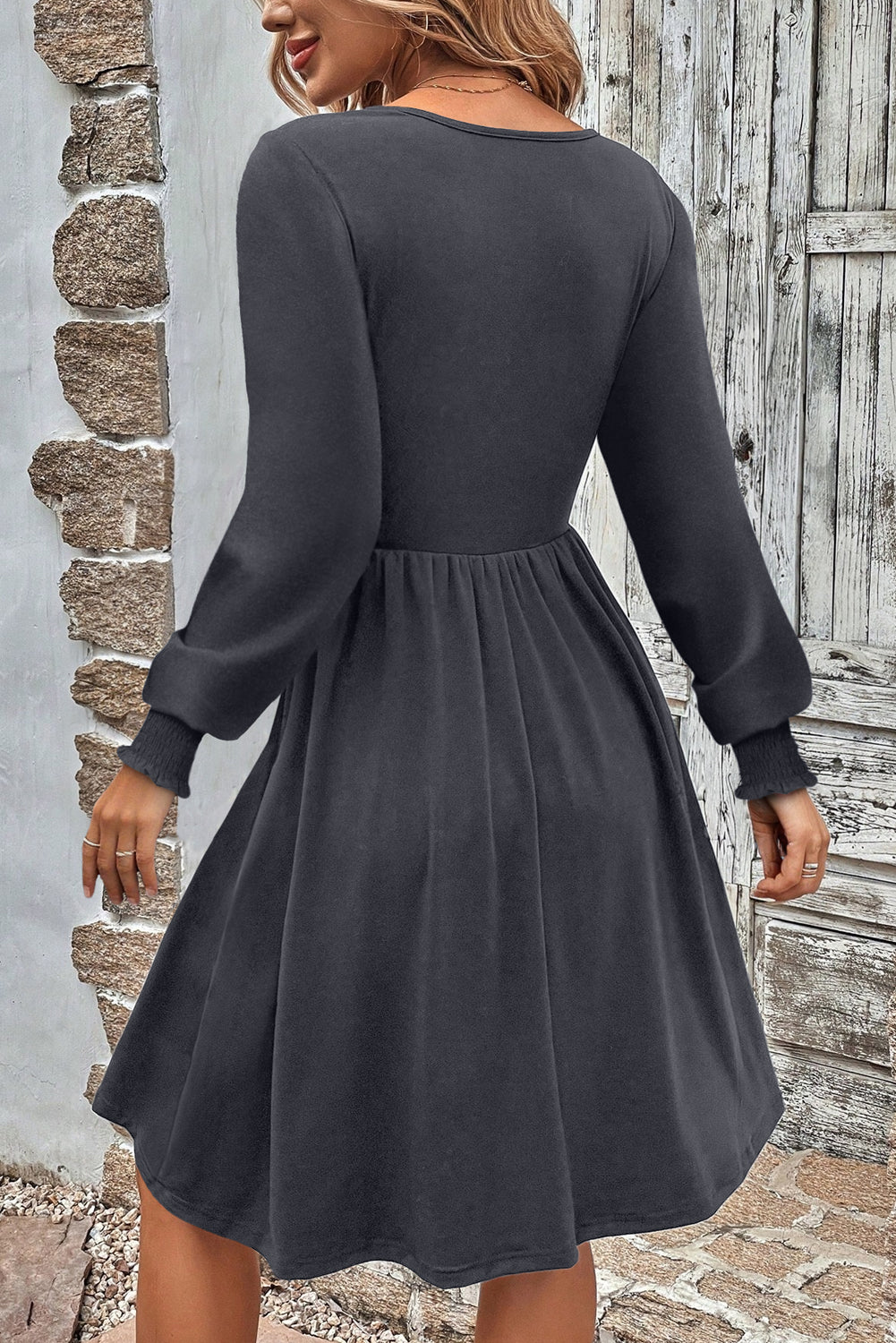 Women's Long Sleeve Button Mini Dress S to 2XL