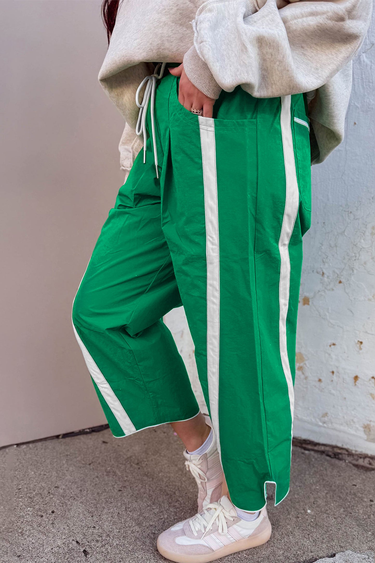 Side Stripe Cropped Cotton Pants Women S–XL