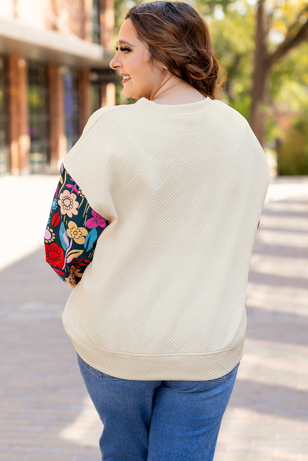 Plus Size White Floral Sleeve Top Women 1X–4X