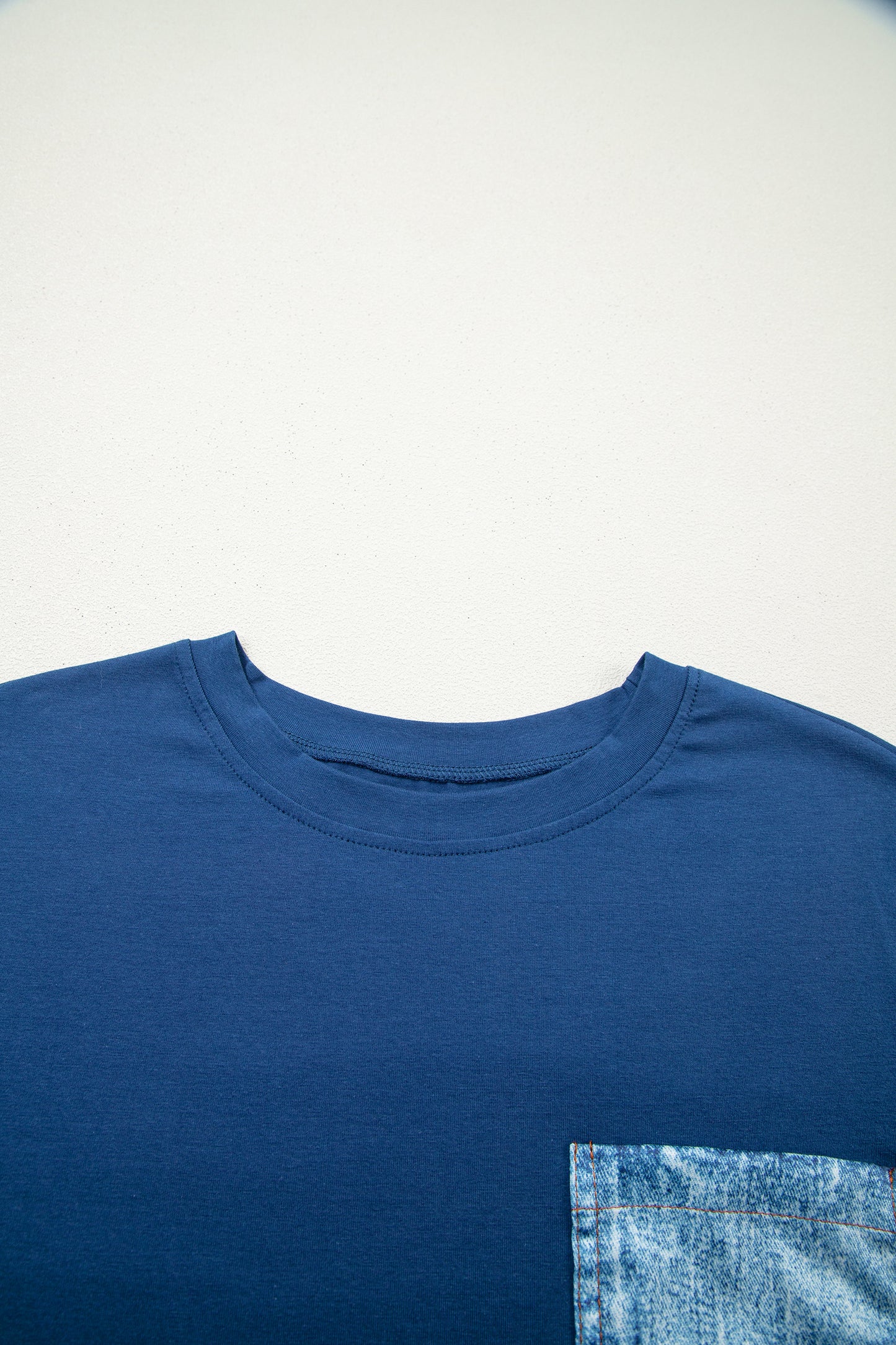 Color Block Short-Sleeve Top with Printed Patch Pocket | Sail Blue & White