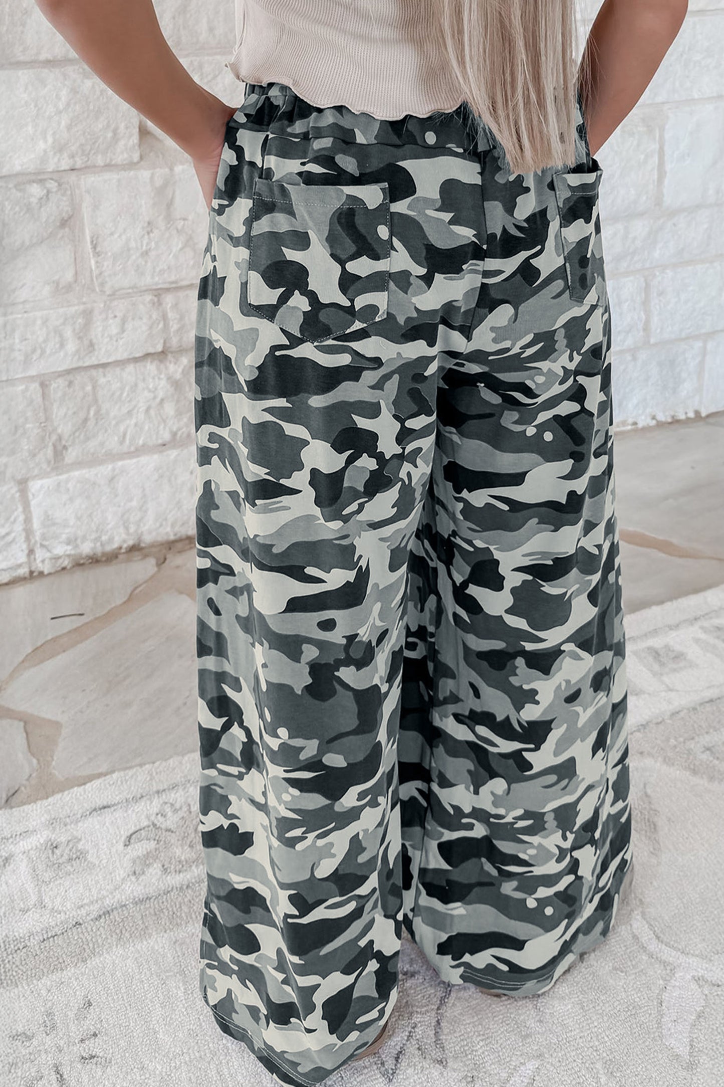 Camo Wide Leg Pants Women S–XL