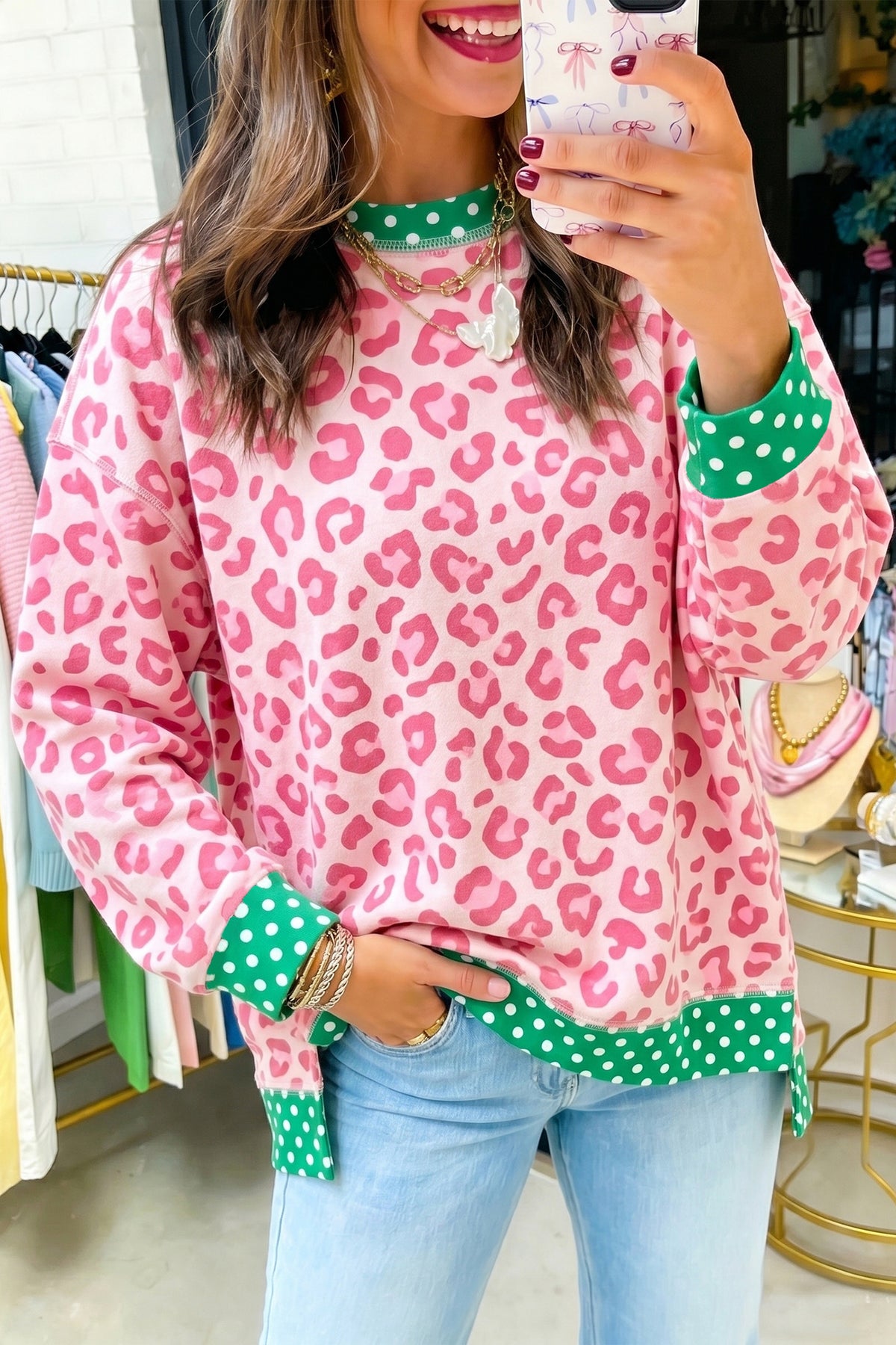 Leopard Print Long Sleeve Top S to XL
