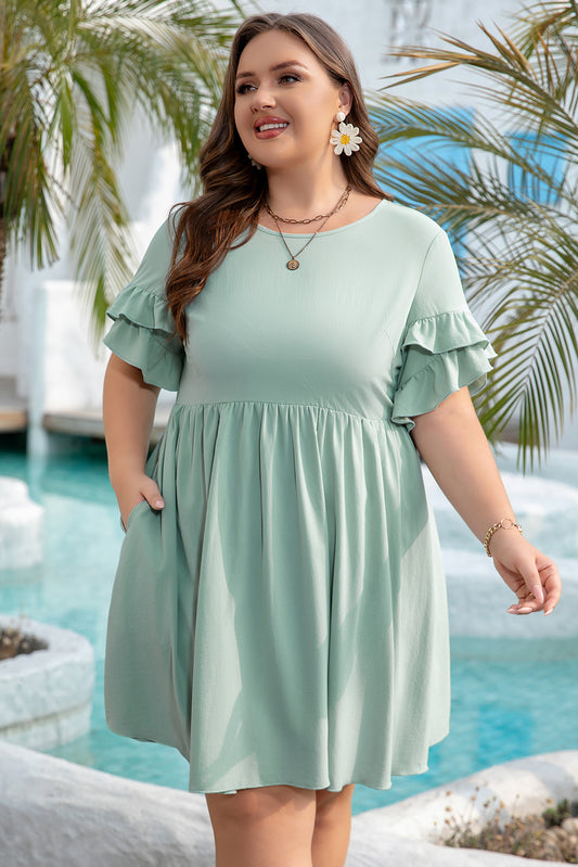 Plus Size Light Green Babydoll Dress Women 1X–4X