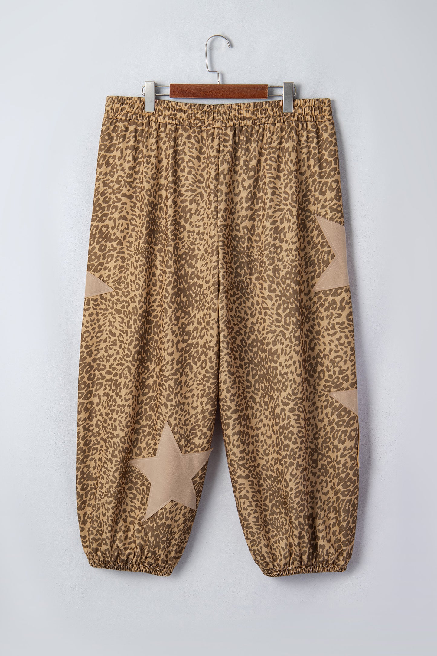 Plus Size Leopard Star Patch Jogger Pants Women 1X–4X