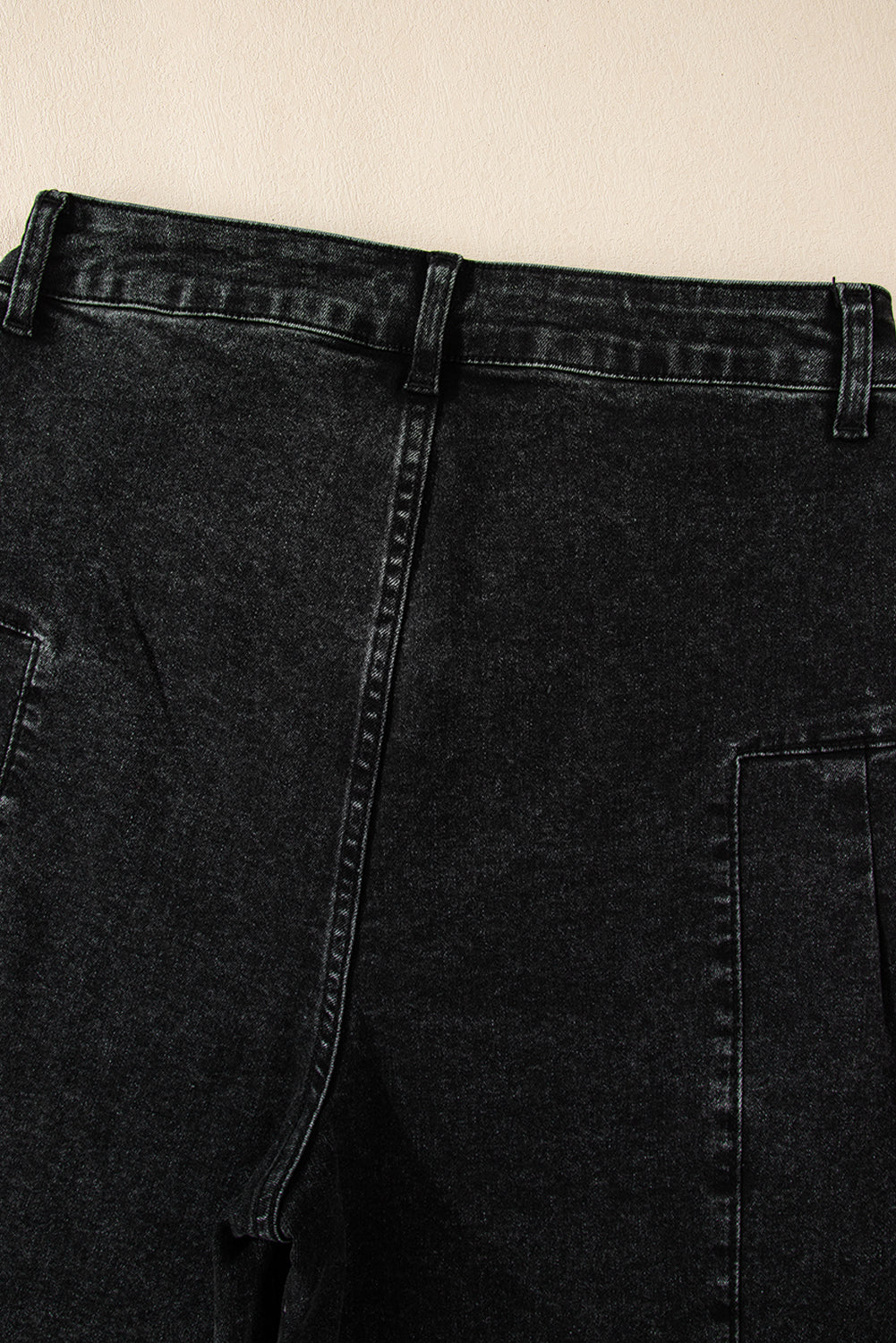 Pleated Wide Leg Mineral Wash Denim Pants | Dark Grey | US 6–16