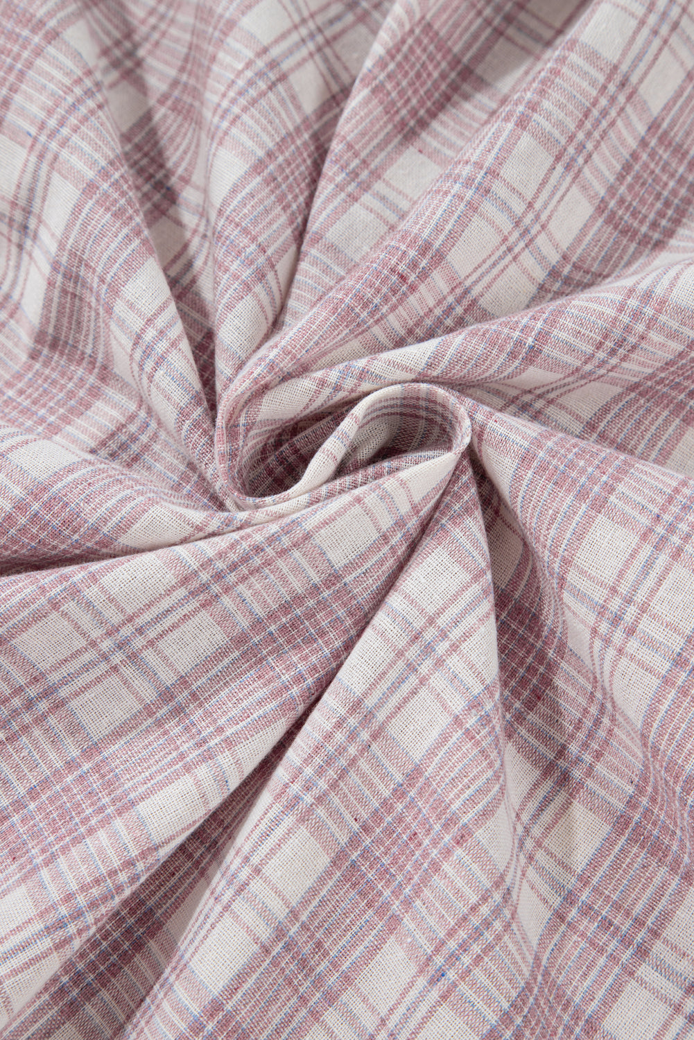 Plaid Print Drawstring Hooded Shirt | Bonbon | 1X–4X