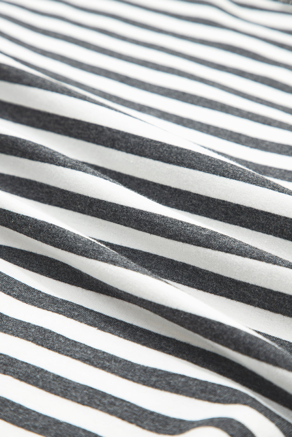 Grey Stripe Star Patch Drop Shoulder Raw Hem Casual Knit Top