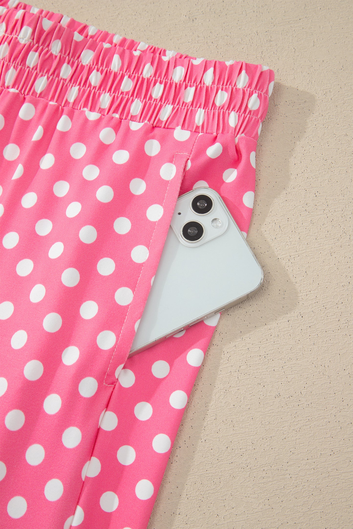 Pink Polka Dot Halter Tank and Wide Leg Pants Set Women S–XL