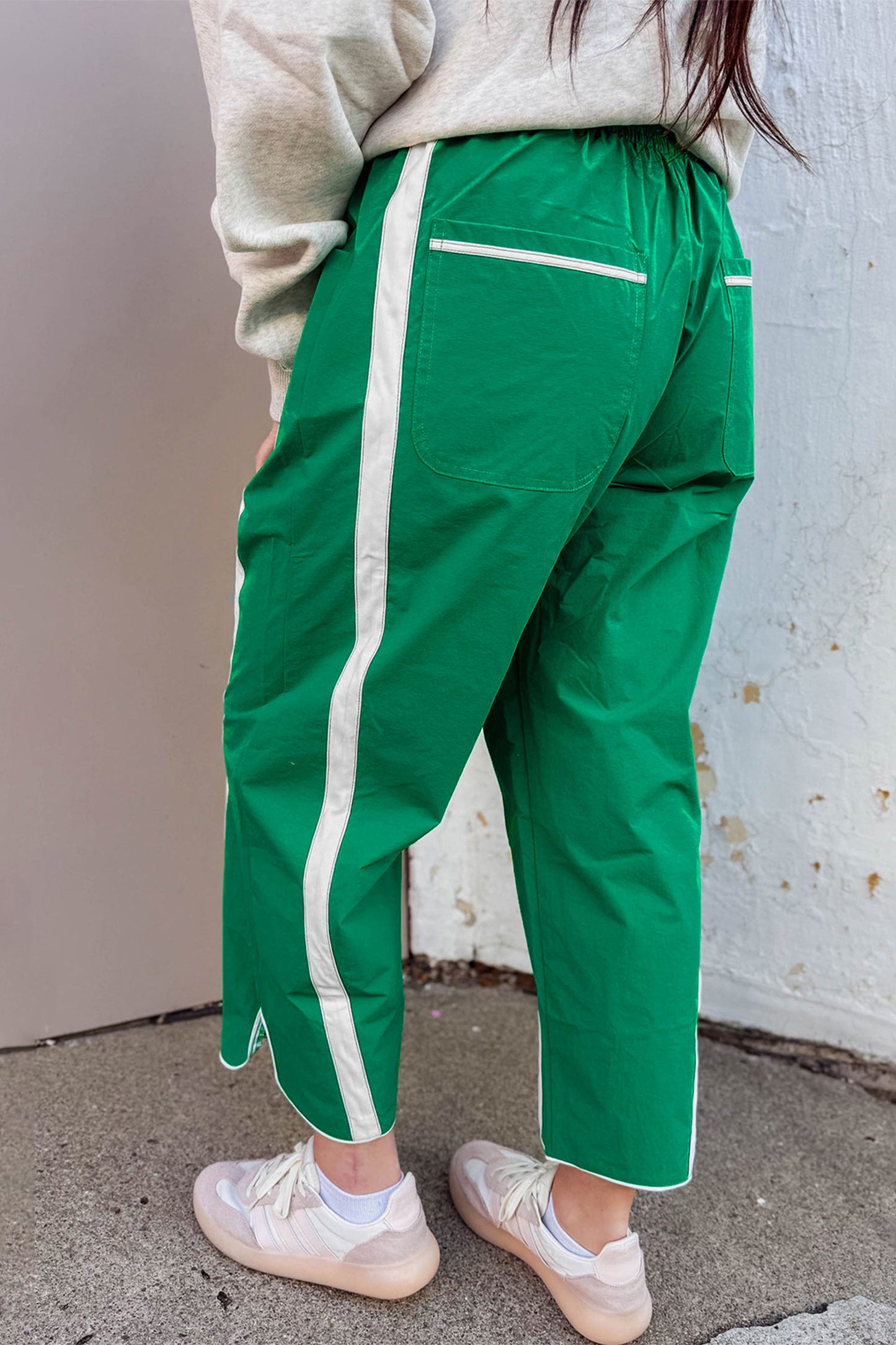 Side Stripe Cropped Cotton Pants Women S–XL