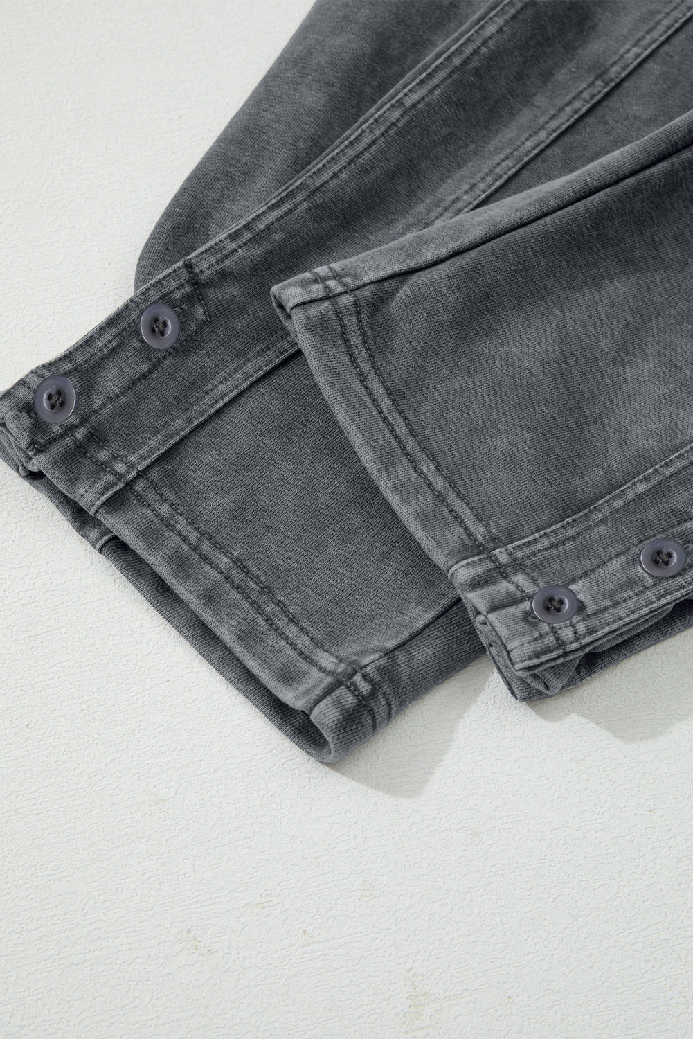 Grey Mineral Wash High Waist Smocked Jogger Pants