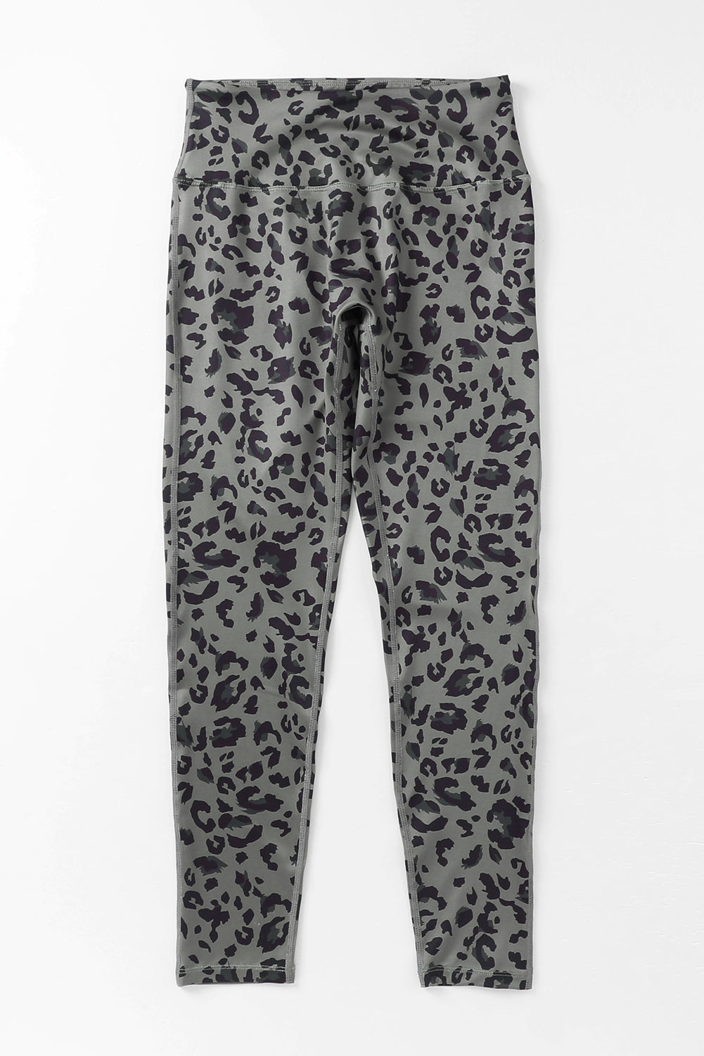 Gray Leopard Print High Stretch Active Leggings