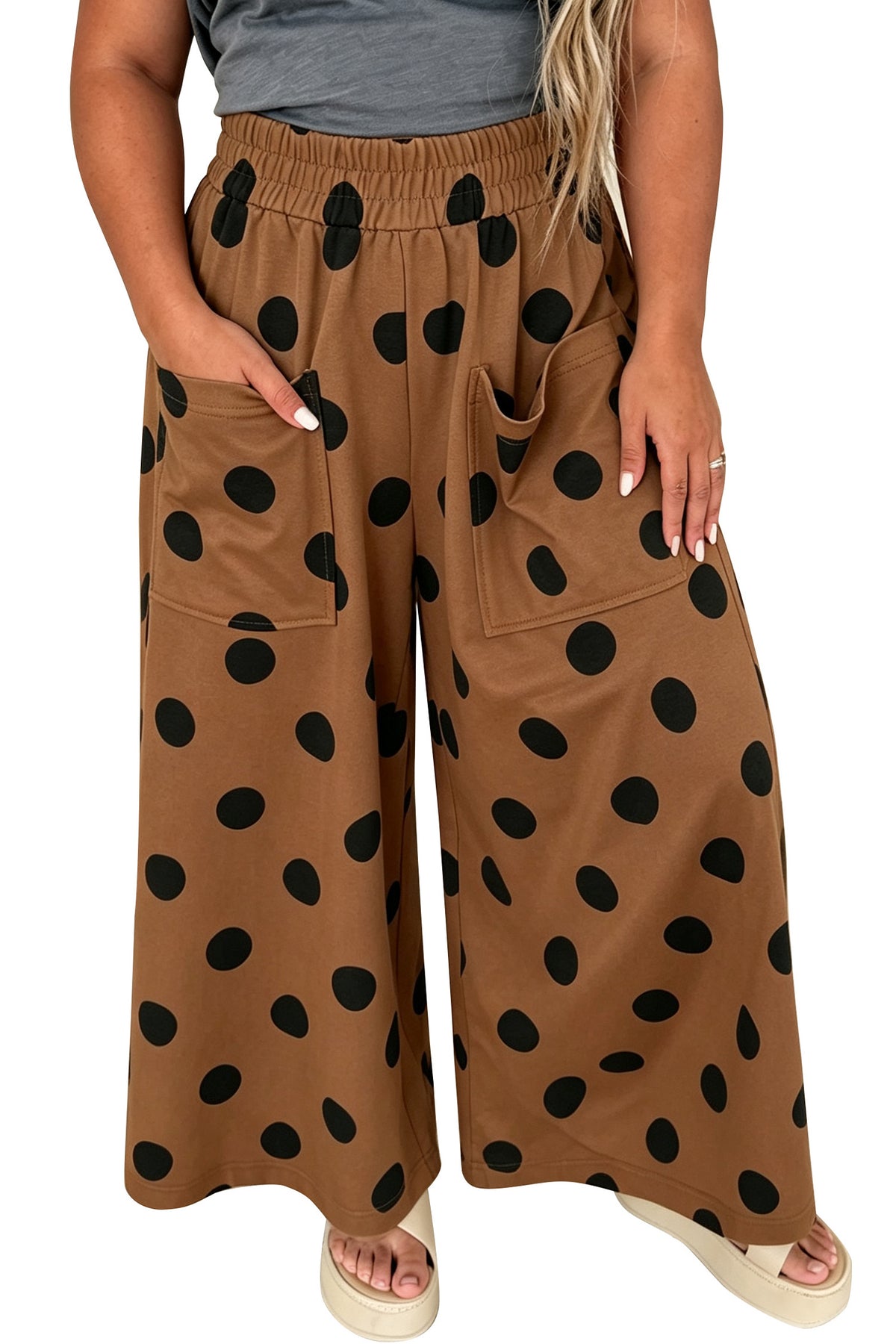 Plus Size Women's Polka Dot Wide Leg Pants 1X to 4X