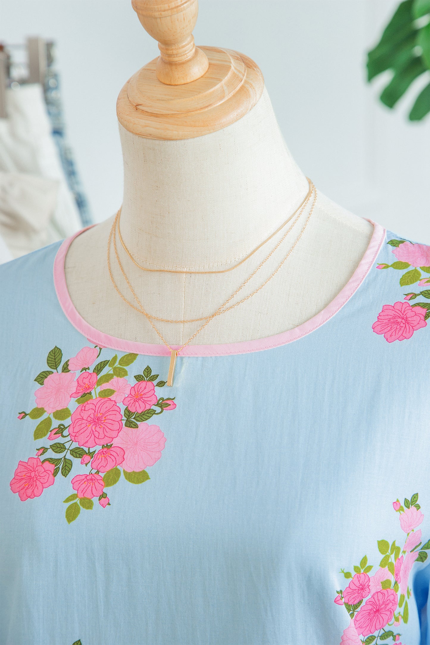Floral Print 3/4 Sleeve Button Detail Blouse Women S–XL