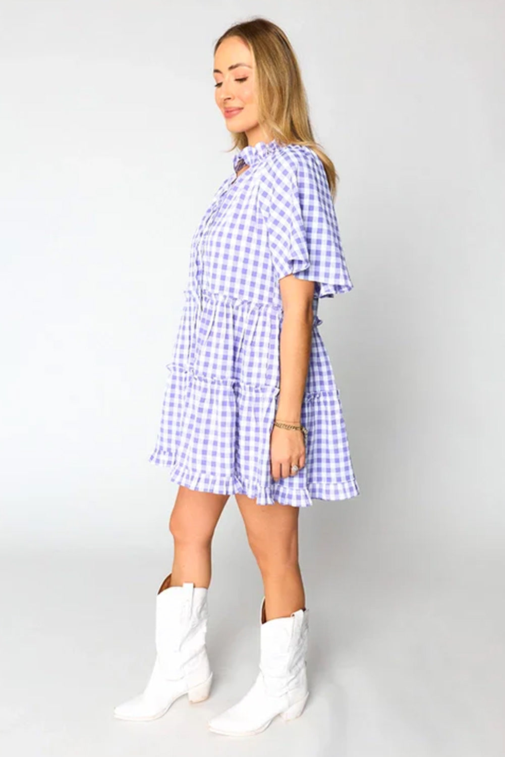 Plaid Babydoll Mini Dress Women S–XL