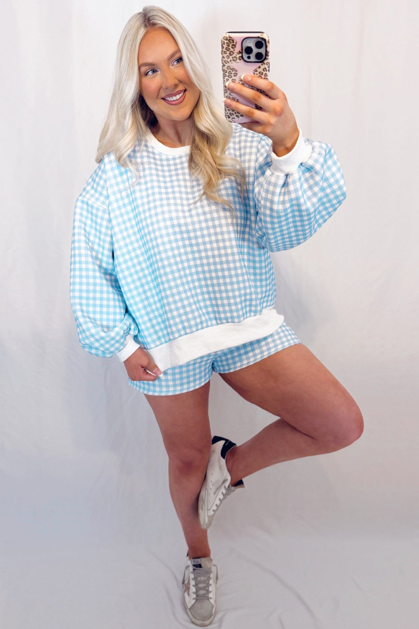 Womens Plaid Matching Shorts Set S to XL
