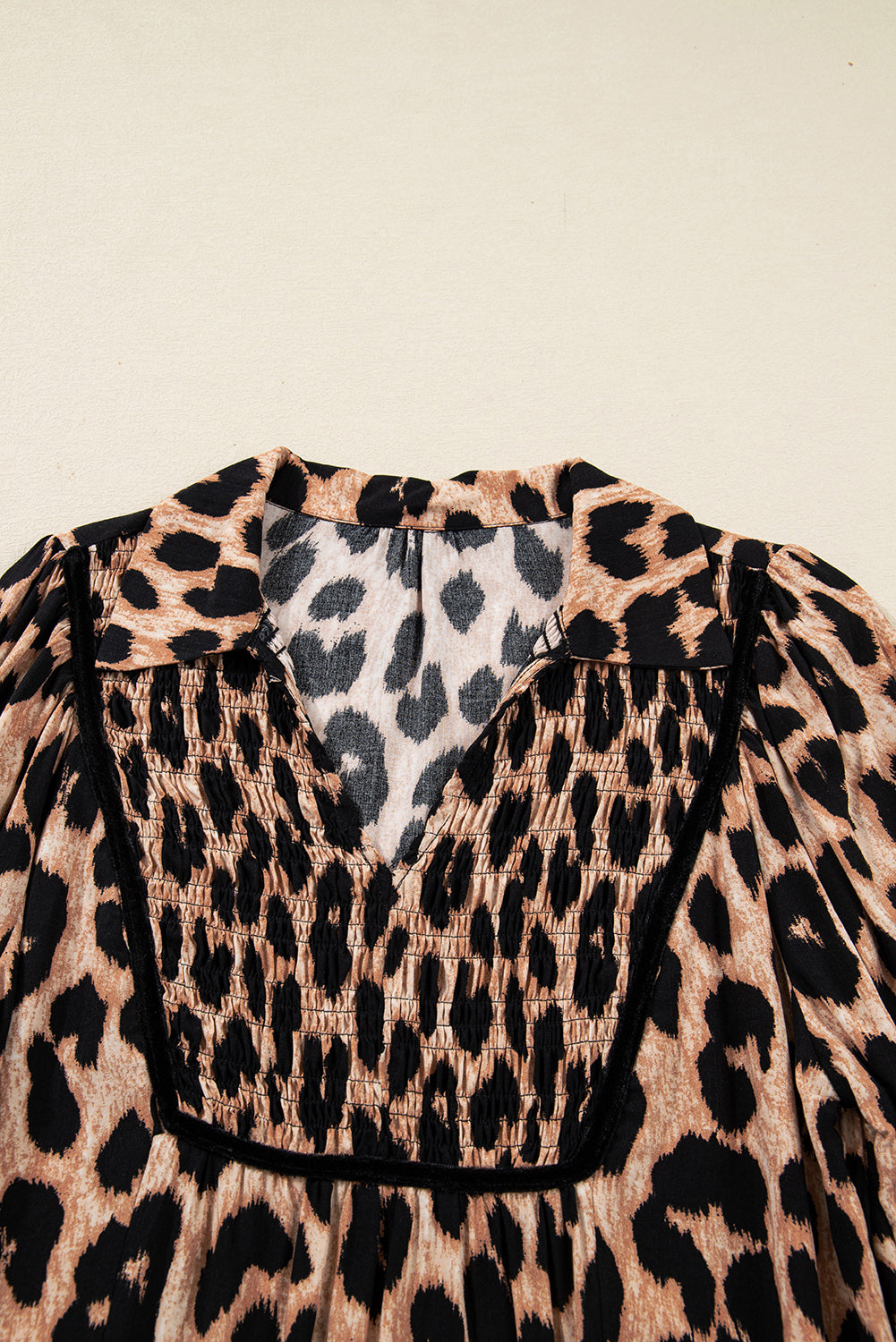 Leopard Print Smocked Detail Flowy Midi Dress | Brown | S–XL