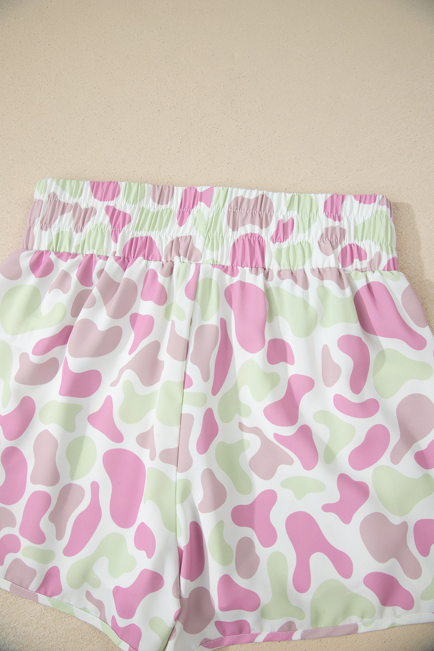 Camo Print Shirred High Waist Athleisure Shorts | S–XL