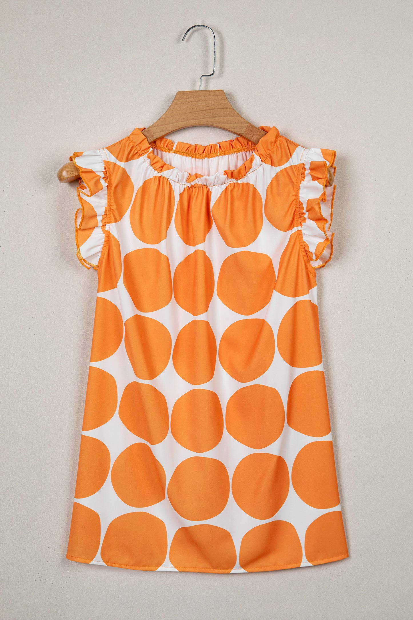 Polka Dot Frill Neck Loose Top Women S–XL