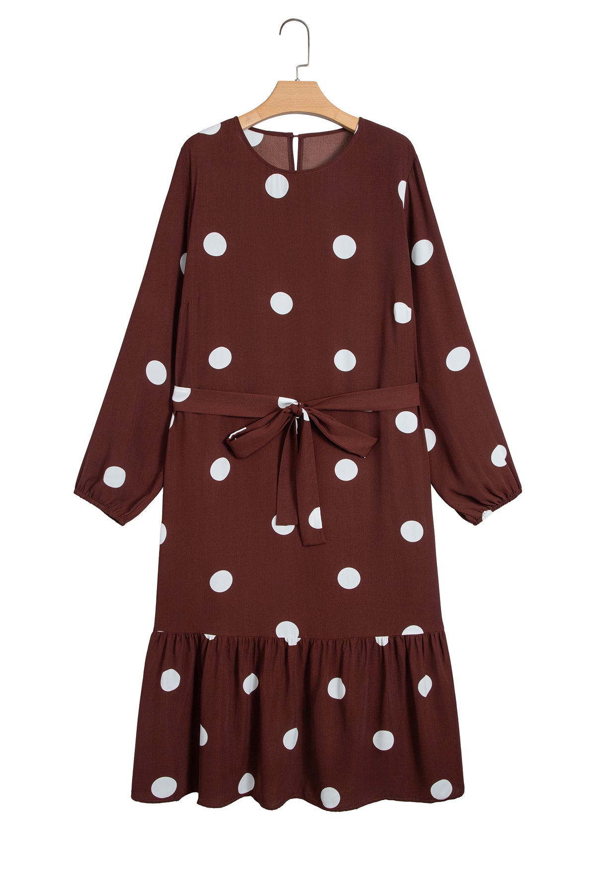 Plus Size Polka Dot Tie Waist Midi Dress Women 1X to 4X