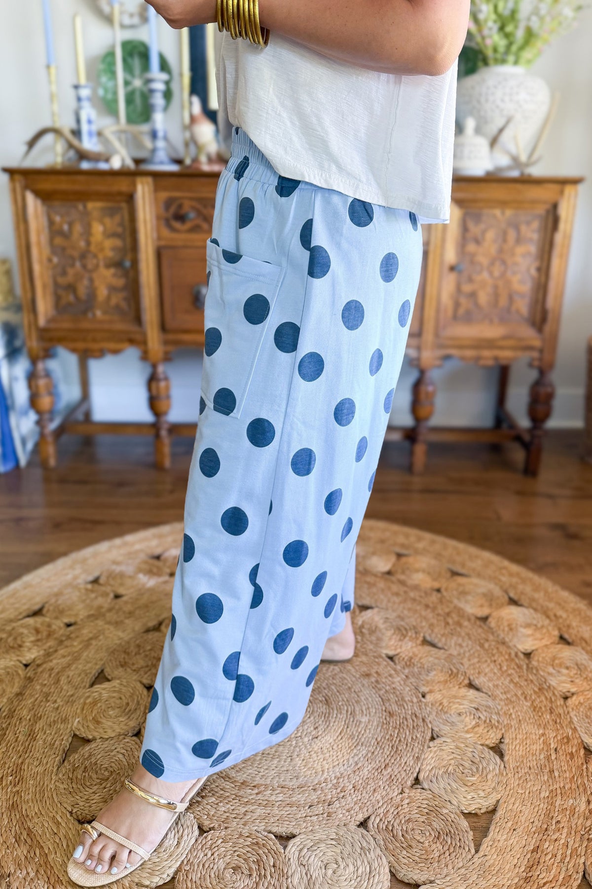 Plus Size Women's Polka Dot Wide Leg Pants 1X to 4X