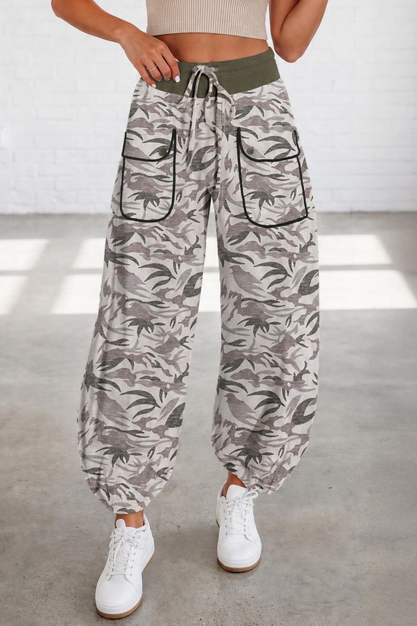 Womens Printed Cargo Barrel Pants S–XL