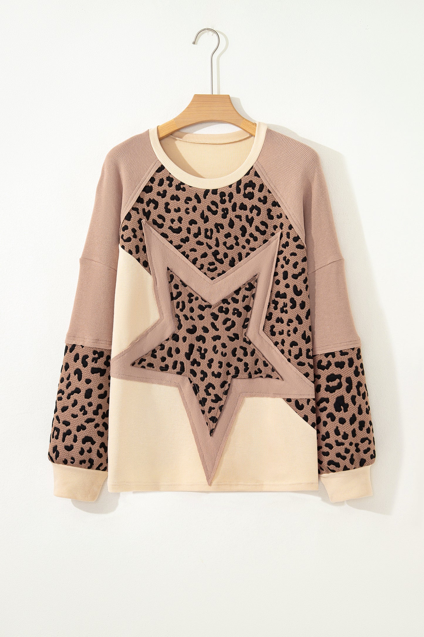 Leopard Star Colour Block Baggy Sweatshirt – Women S–XL