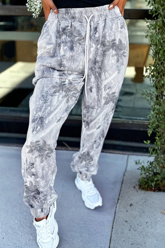 Camo Print Drawstring Elastic Waist Jogger Pants