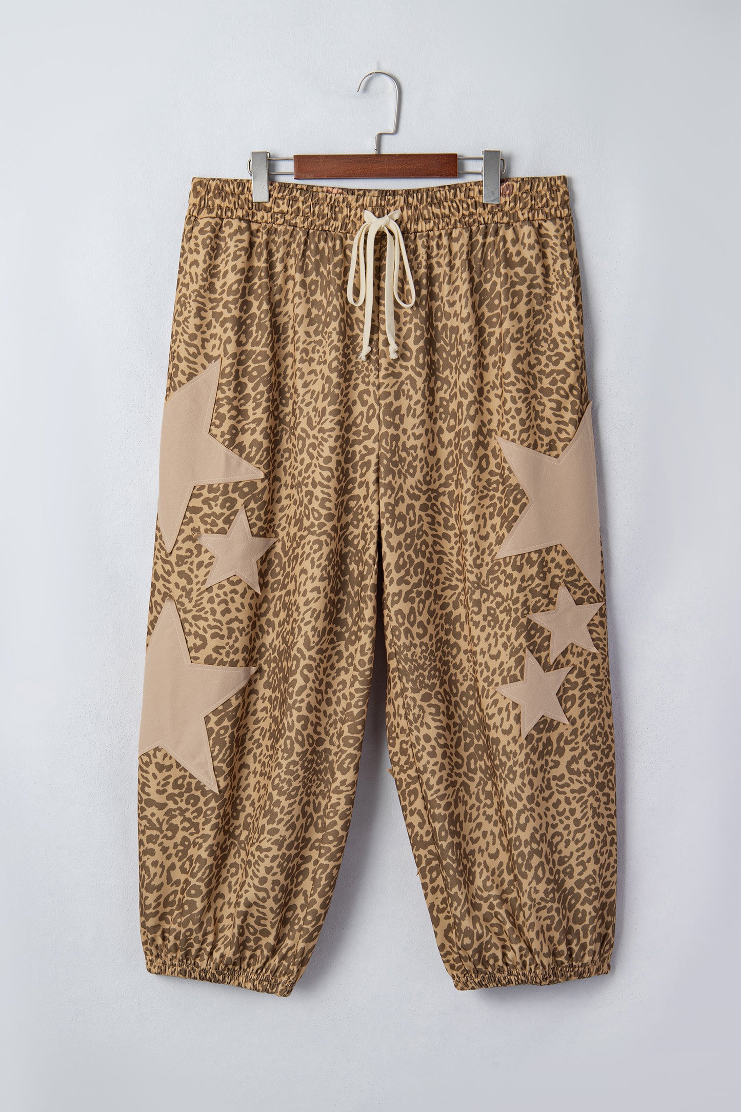Plus Size Leopard Star Patch Jogger Pants Women 1X–4X