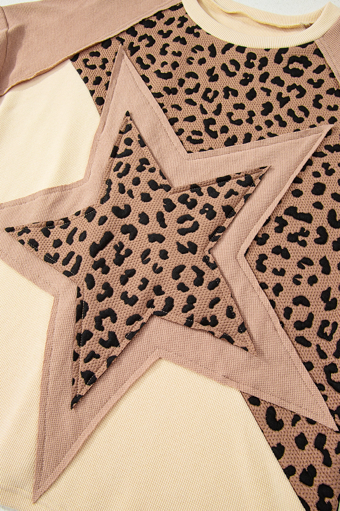 Leopard Star Colour Block Baggy Sweatshirt – Women S–XL
