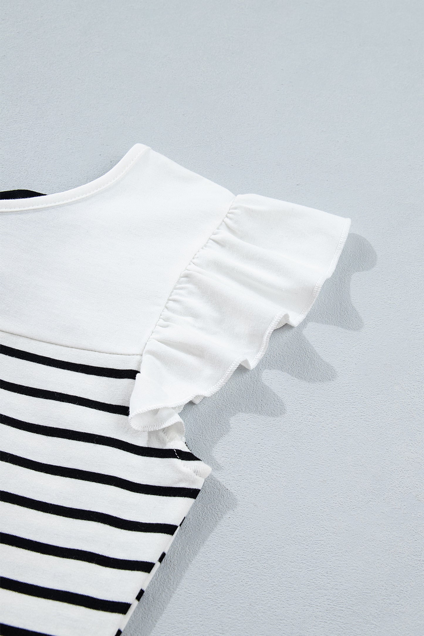White Striped Ruffle Blouse Women S–XL