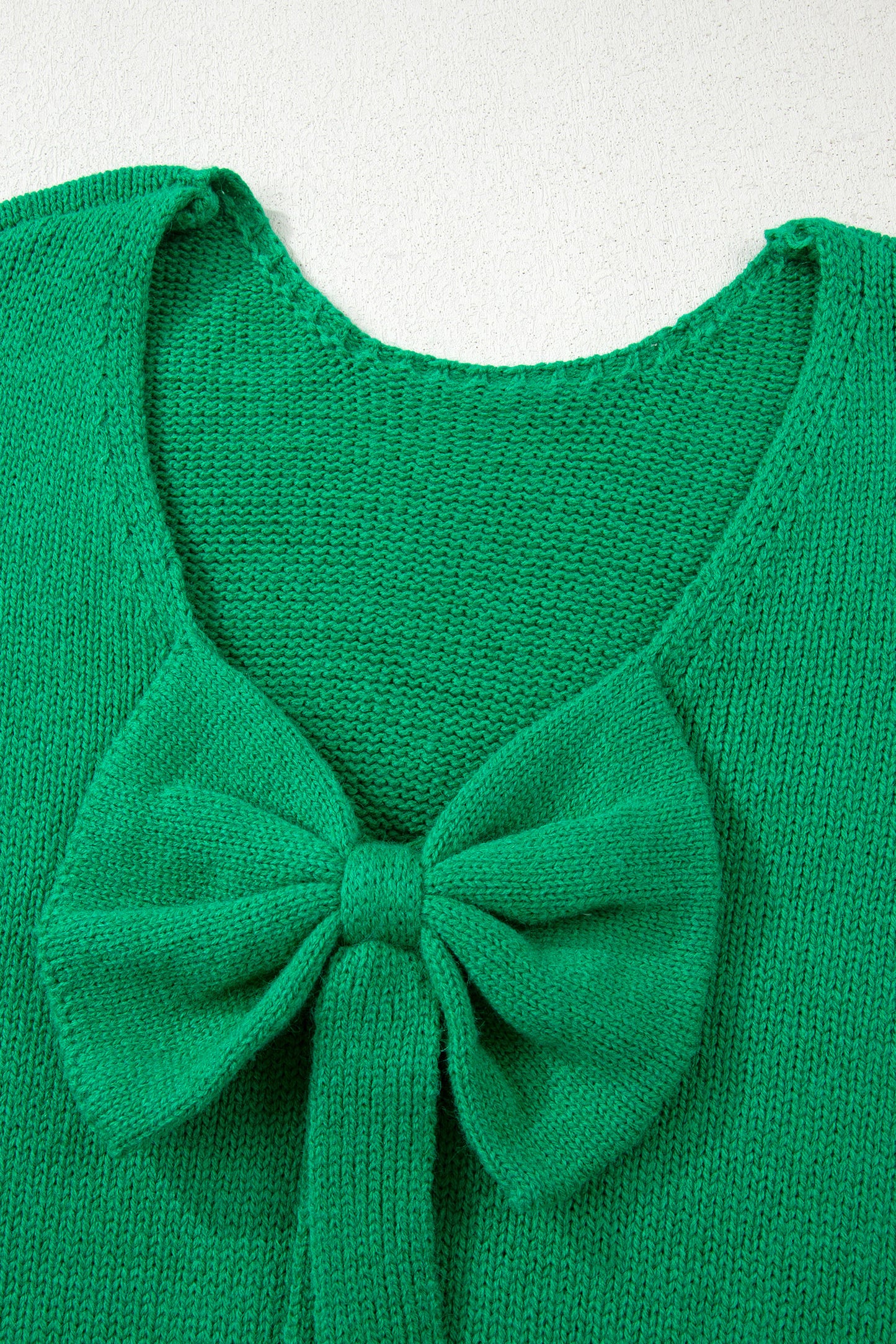 Bow Backless Bubble Sleeve Sweater | Bright Green