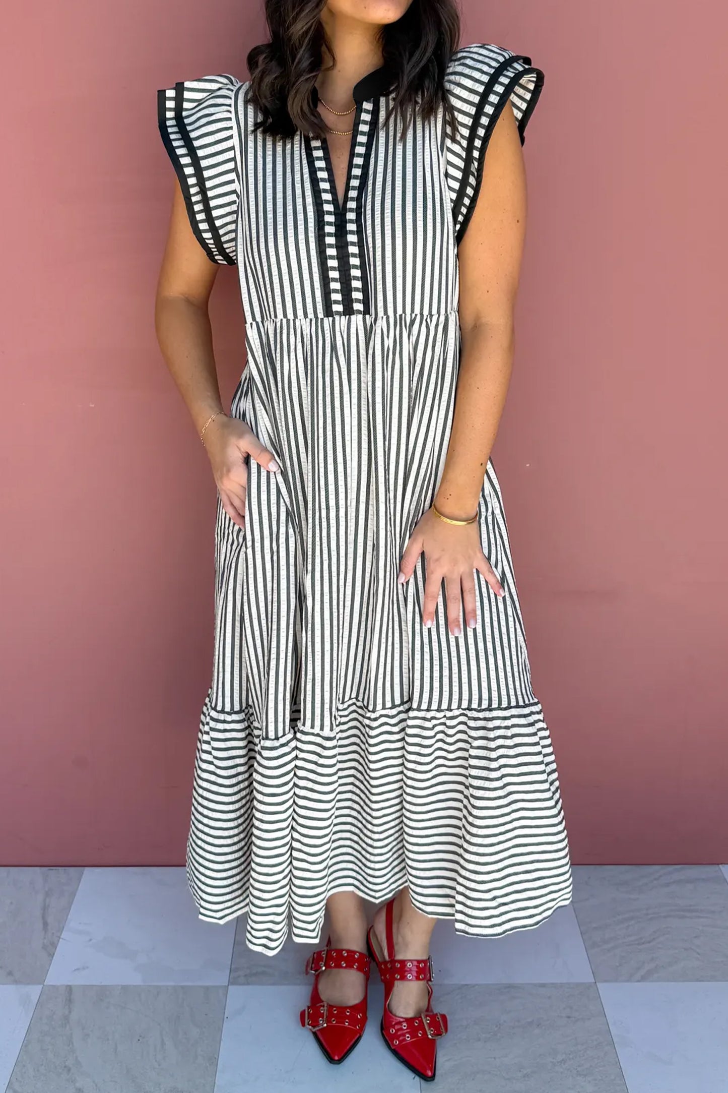 Plus Size Striped Maxi Dress Women 1X–4X