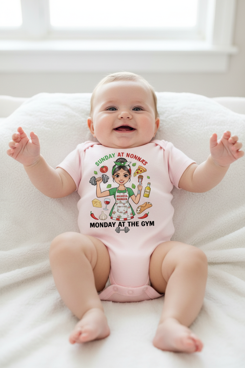 6M Baby Girl Pink Nonna Onesie