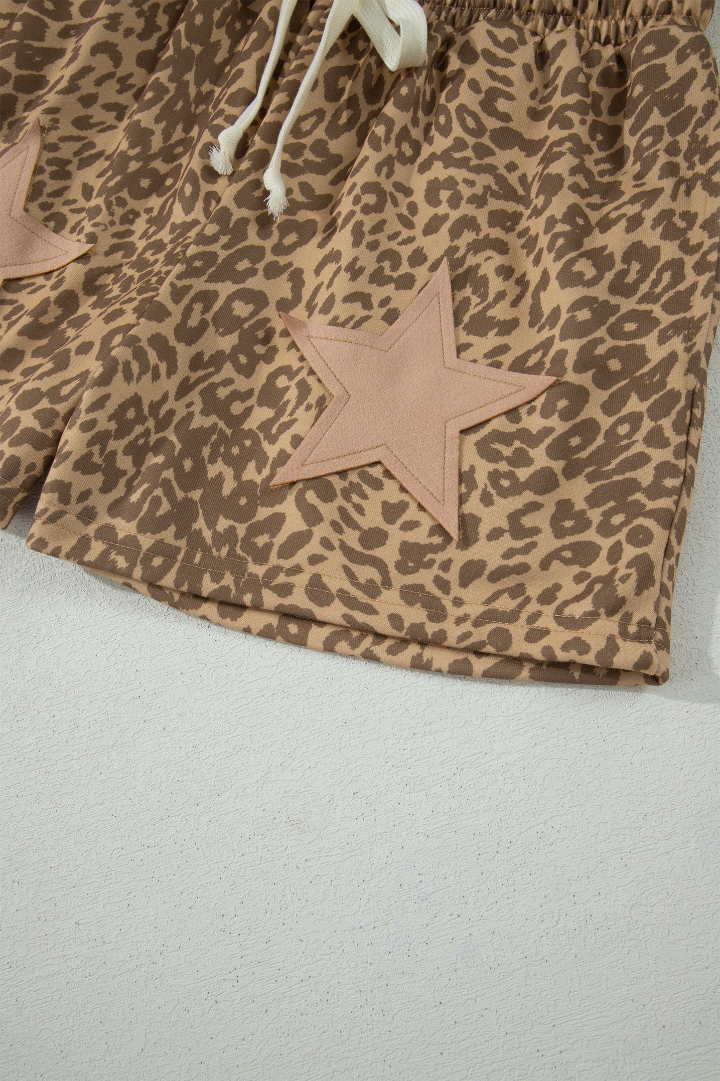 Khaki Leopard Star Patch Shorts Women S–XL