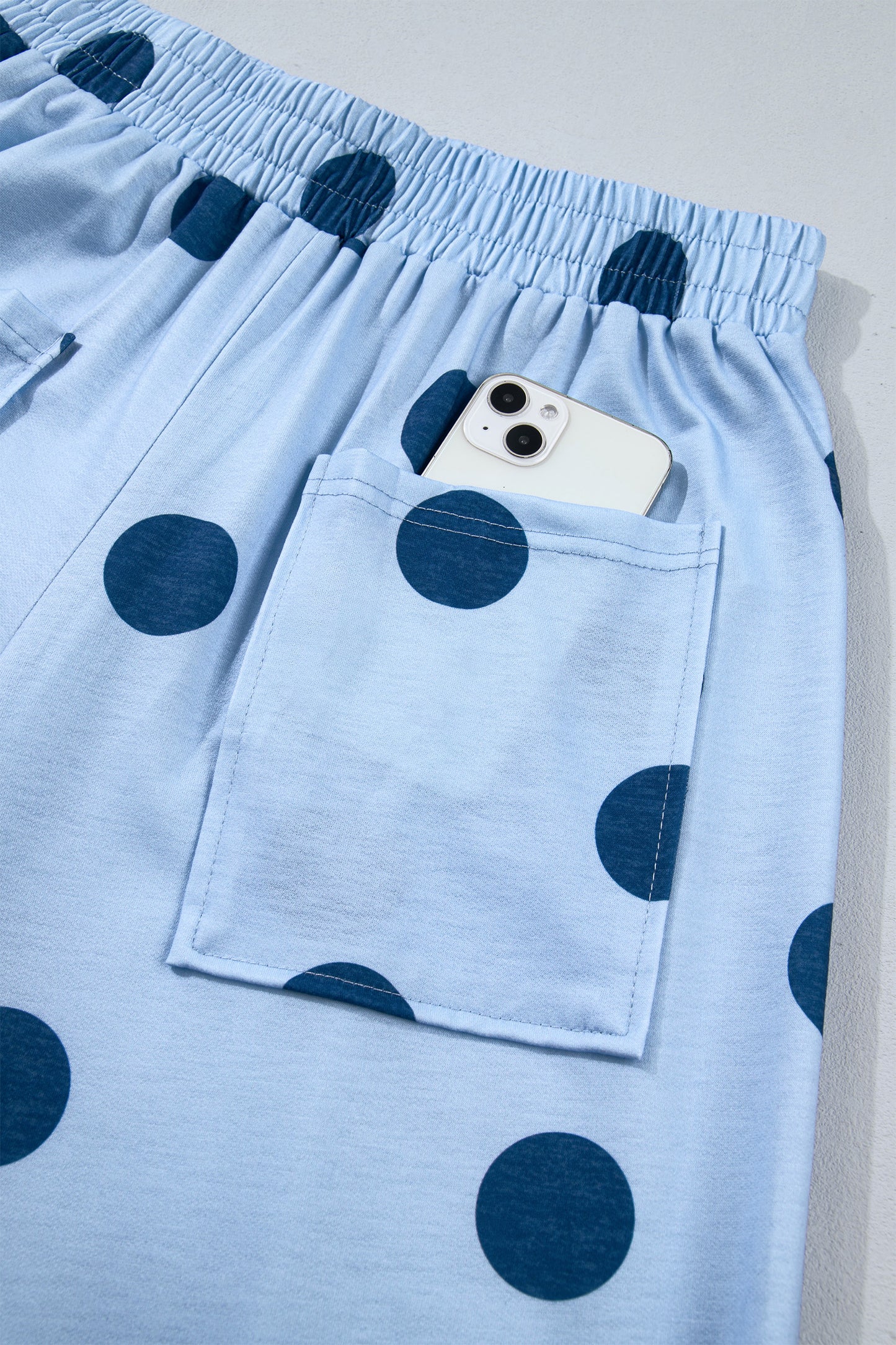 Women's Polka Dot Wide Leg Elastic Waist Pants S to XL