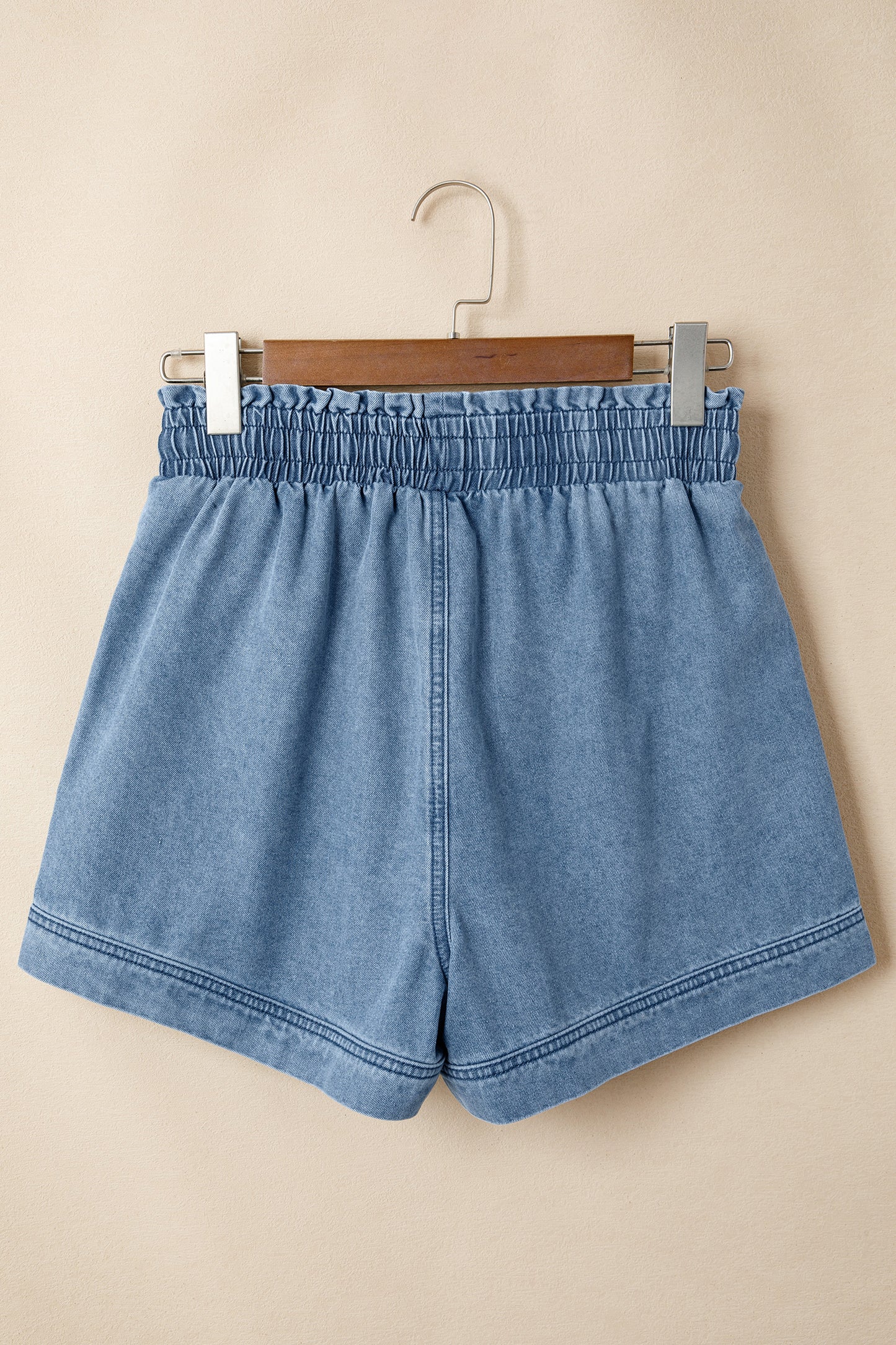 Denim Smocked Waist Shorts Women Size 4–16