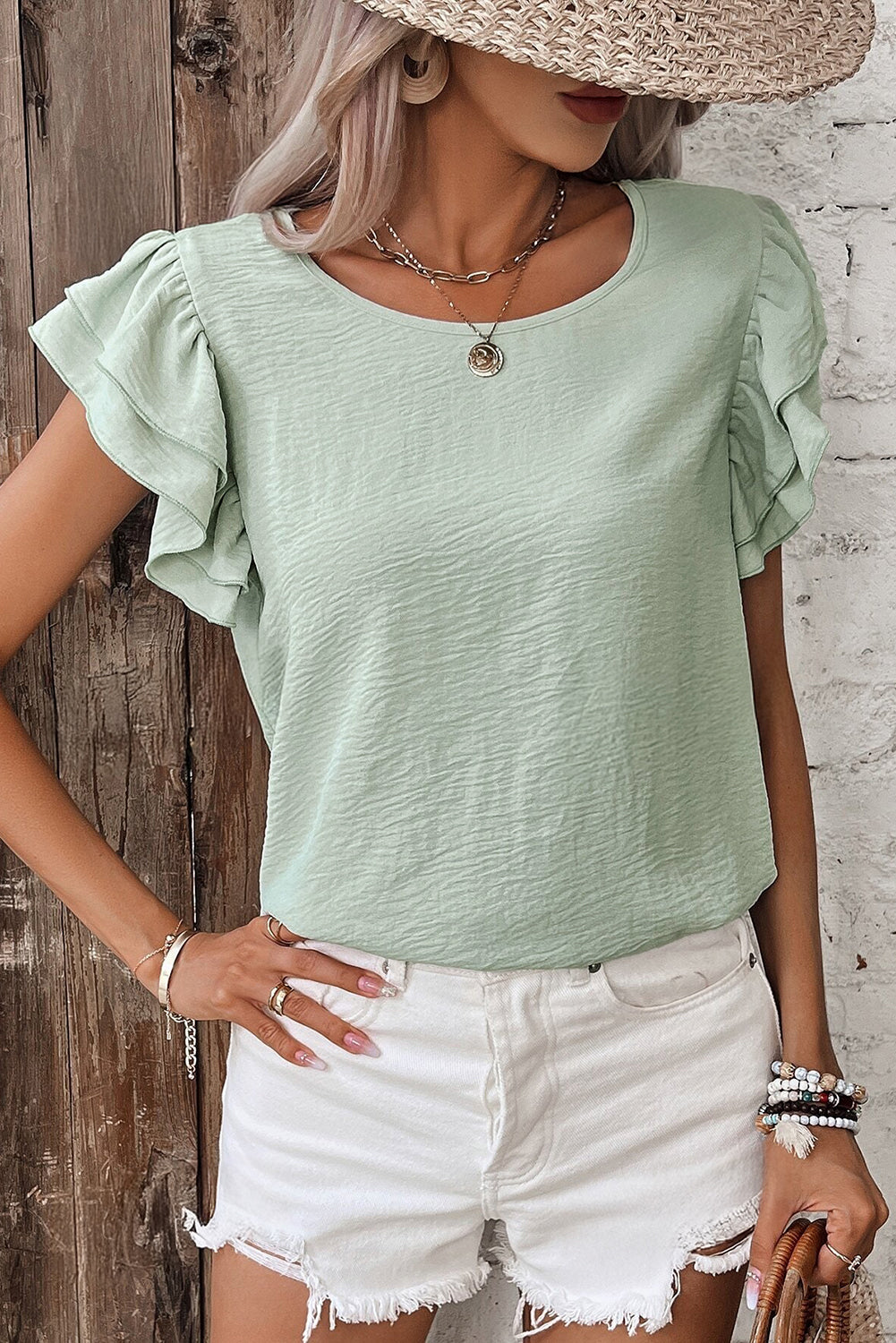 Ruffle Short Sleeve Blouse Women S–XL