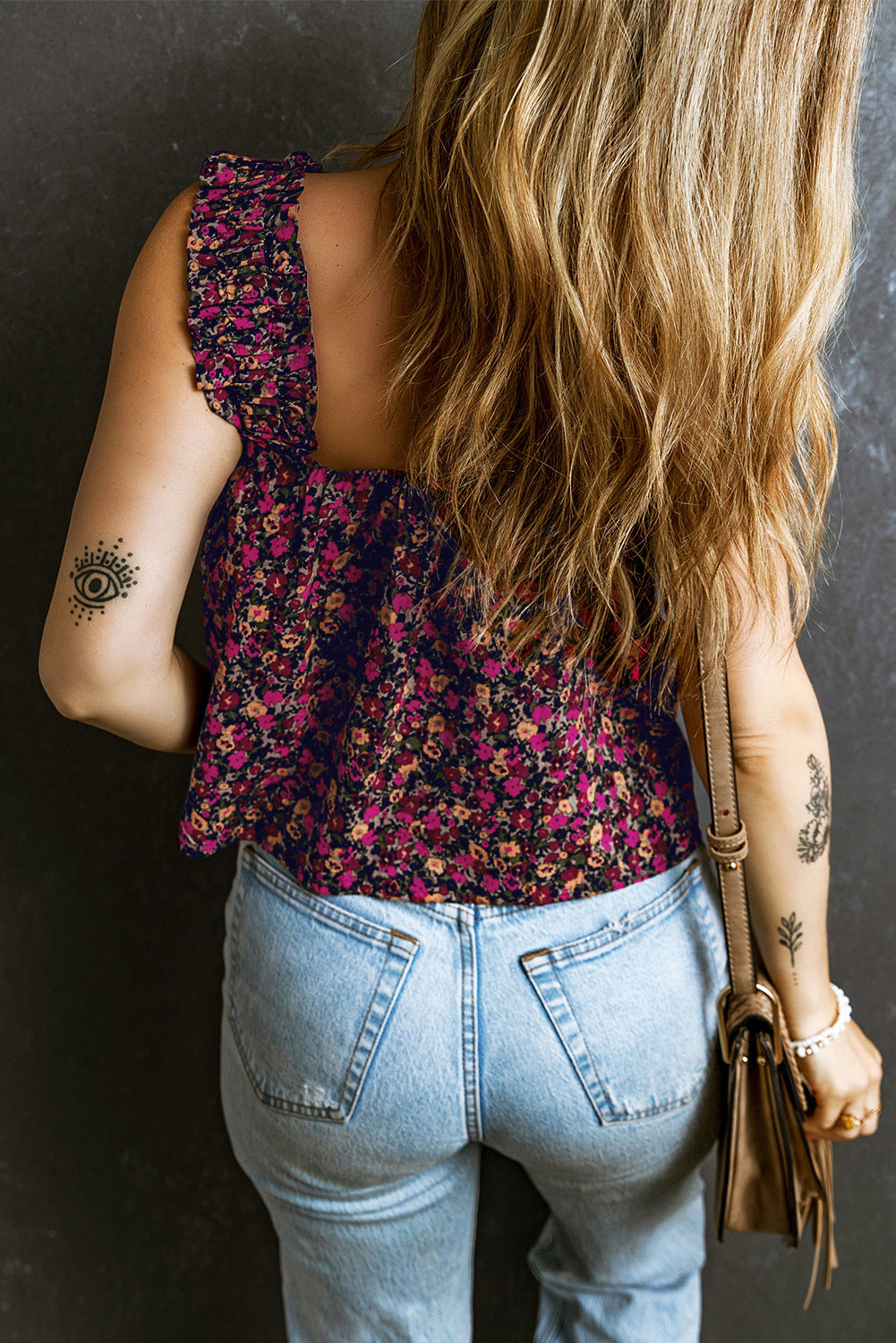 Boho Frilled Strap Floral Tank Top – Rose Women S–XL