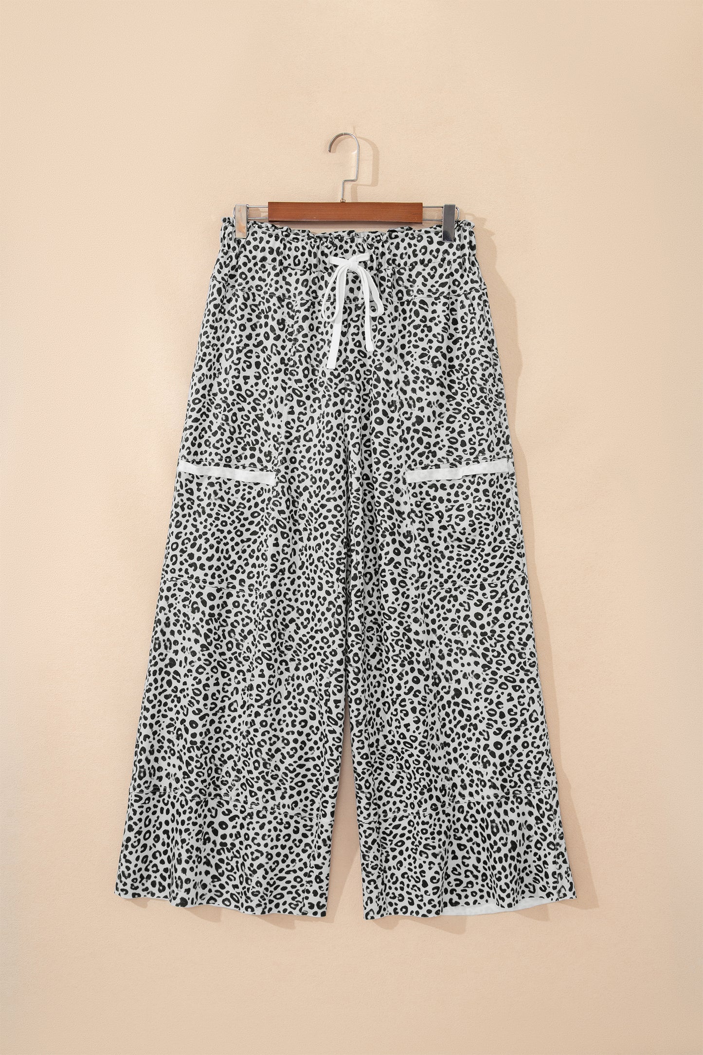 Animal Print Wide Leg Terry Knit Pants