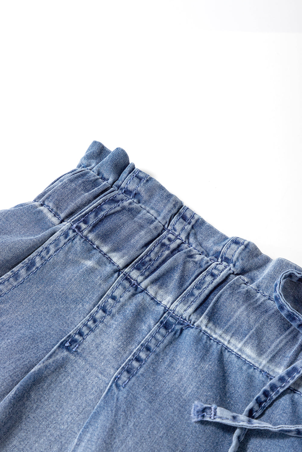 Raw Hem Lace-Up High Waist Denim Shorts | Plus Size | Denim Blue | 1X–4X