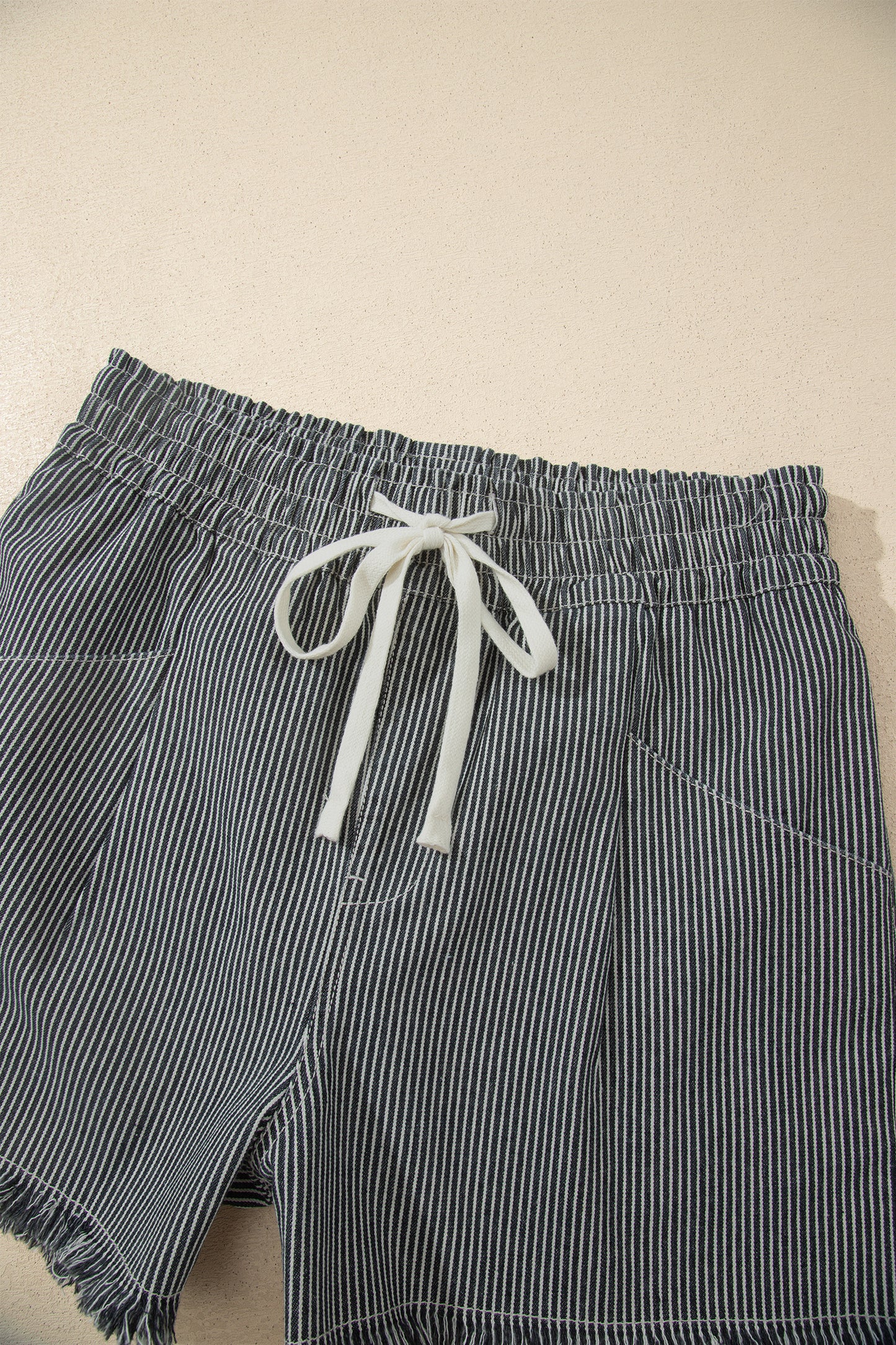 Striped Denim Shorts Women Black Blue Size 4–16