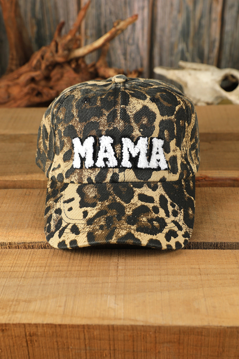 MAMA Embroidered Leopard Print Baseball Cap | One Size