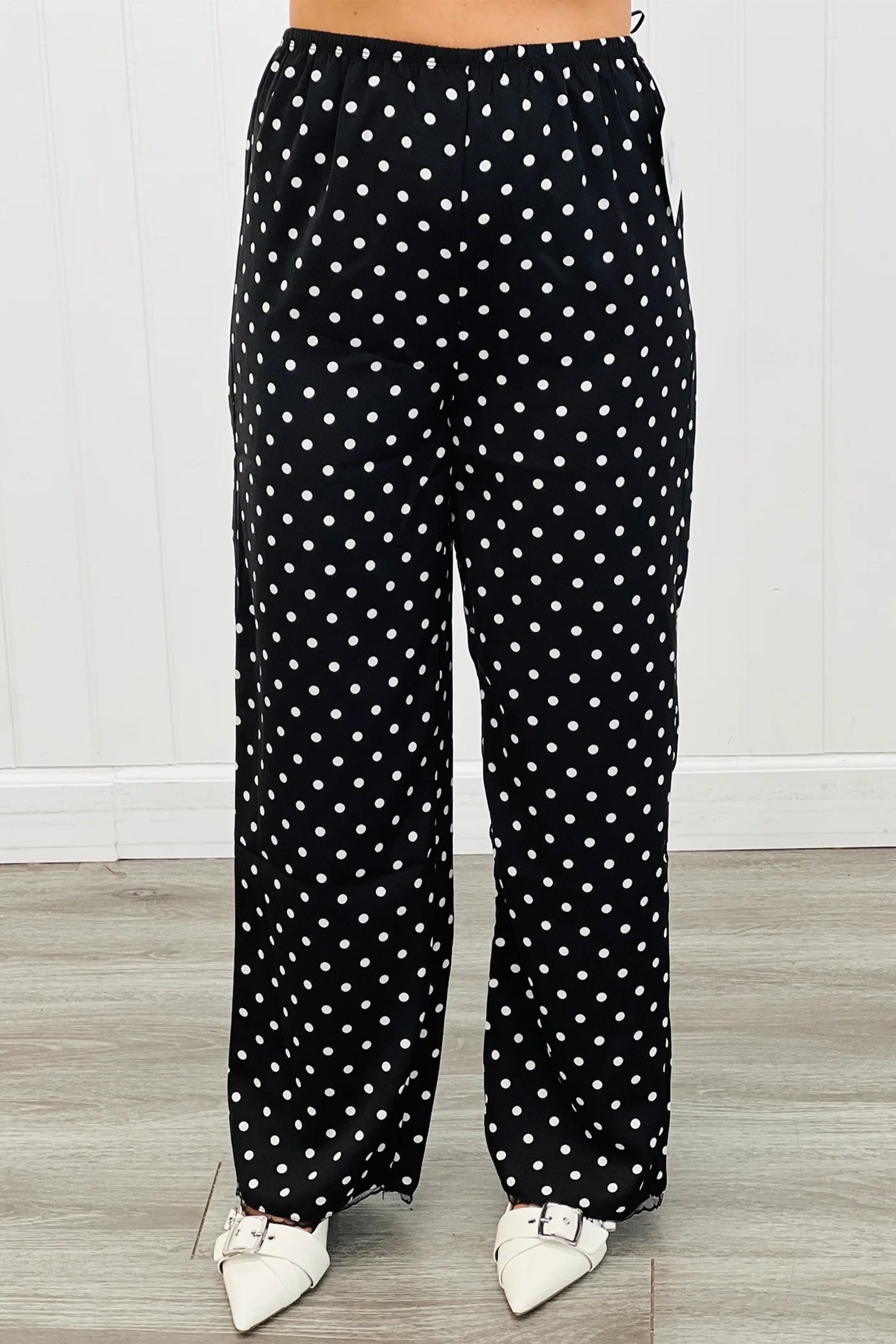 Polka Dot Lace Hem Loose Pants Women S–XL