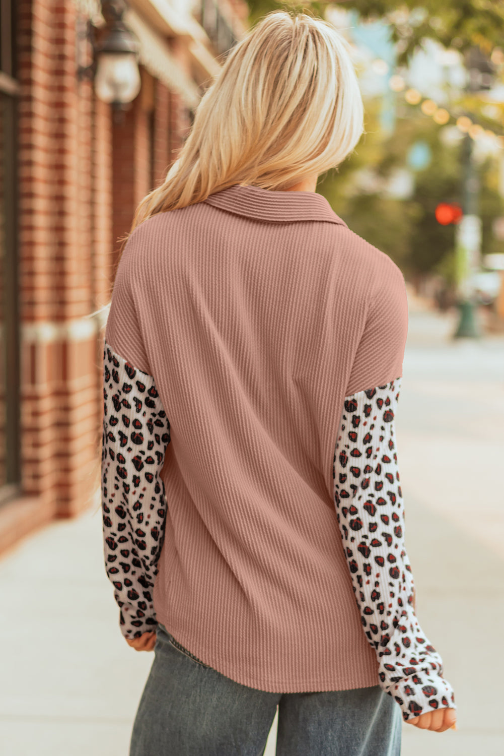 Leopard Patch Twisted Ribbed Western Top