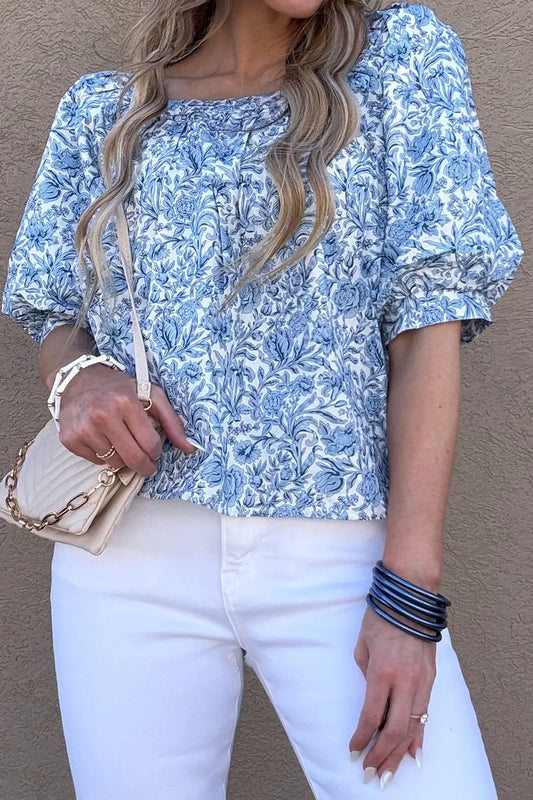 Floral Puff Sleeve Blouse Women S–XL
