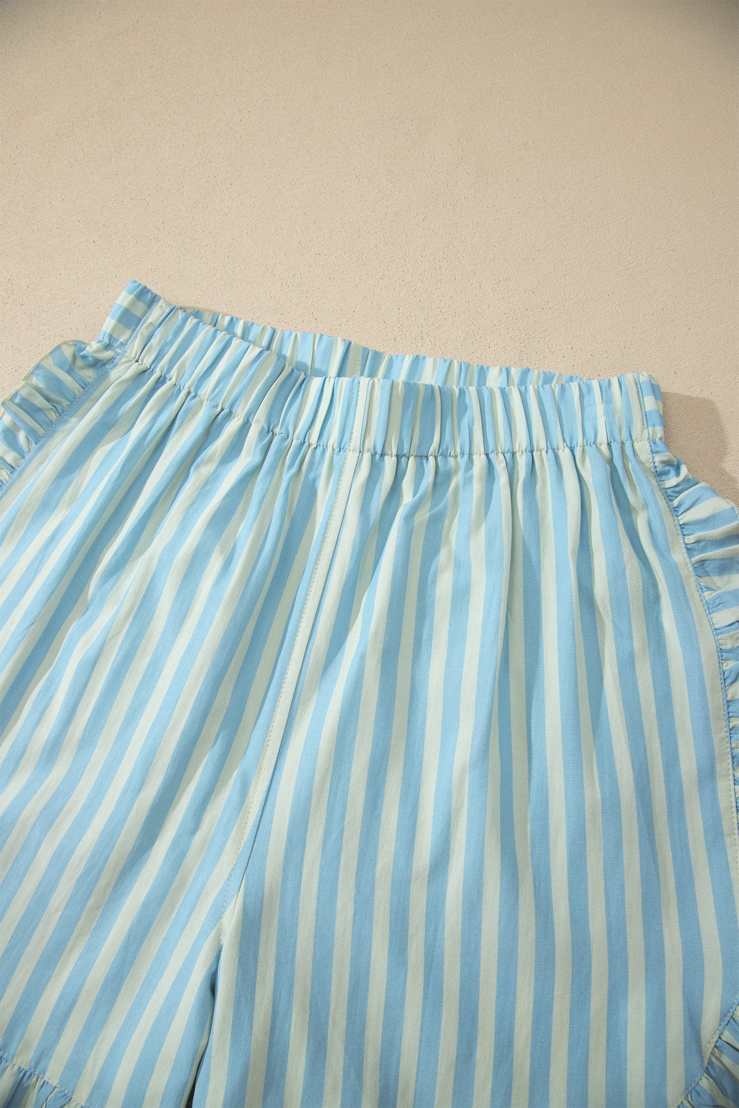 Striped Ruffle Trim Shorts Women S–XL