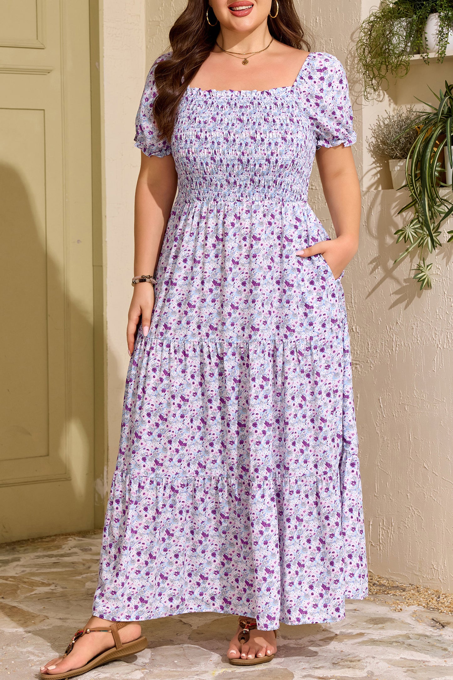 Plus Size Floral Maxi Dress Women 1X–4X