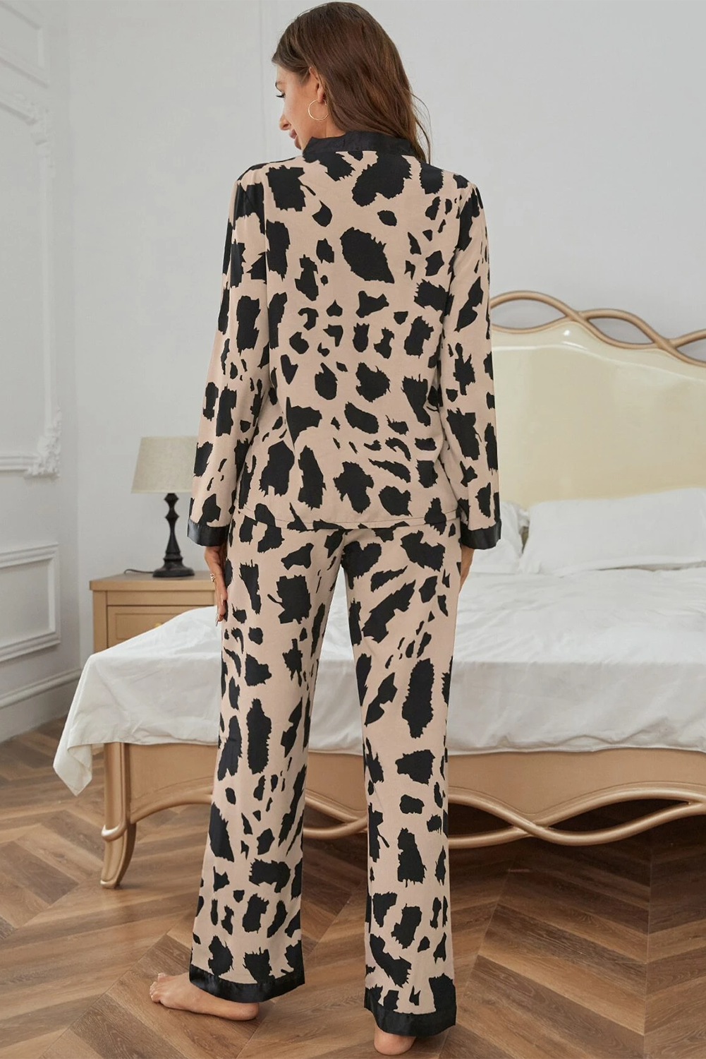 Cheetah Print Lounge Set Khaki Two Piece Women S–XL